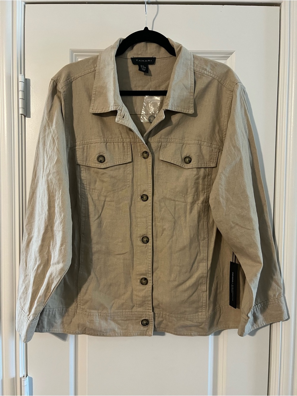 Tahari Beige Cotton-Blend Jacket
